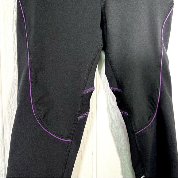 Athleta Quick Step Capri Athletic Leggings Black and Purple 819214 - Picture 7 of 13
